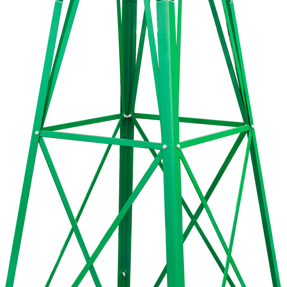 8ft Decorative Garden Windmill | 22" Wind Wheel, Ball Bearing, Weather-Resistant Steel, Green