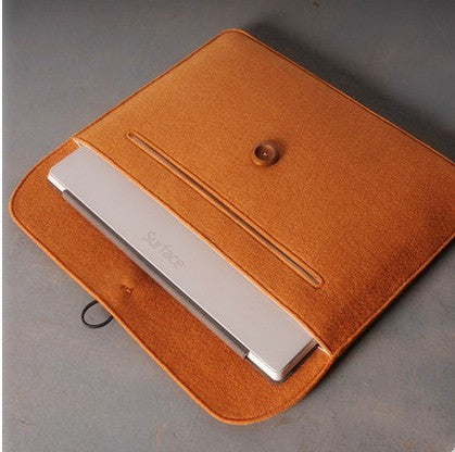 Felt MacBook & Laptop Sleeve Bag | Lightweight, Soft Protective Case | Tablet Compatible | Gray & Orange