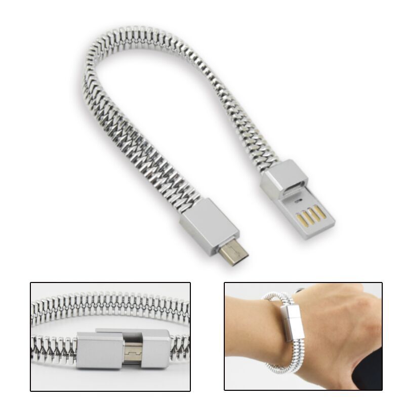 Bracelet Charging Cable | 20cm Lightning & Android | 2A Fast Charge | Wearable Wristband Data Cable