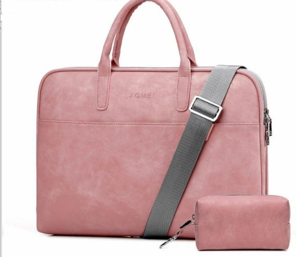 Faux Leather Laptop Shoulder Bag for Women | 13.3"–17.3" | Waterproof, Multi-Pocket | Black, Pink, Red