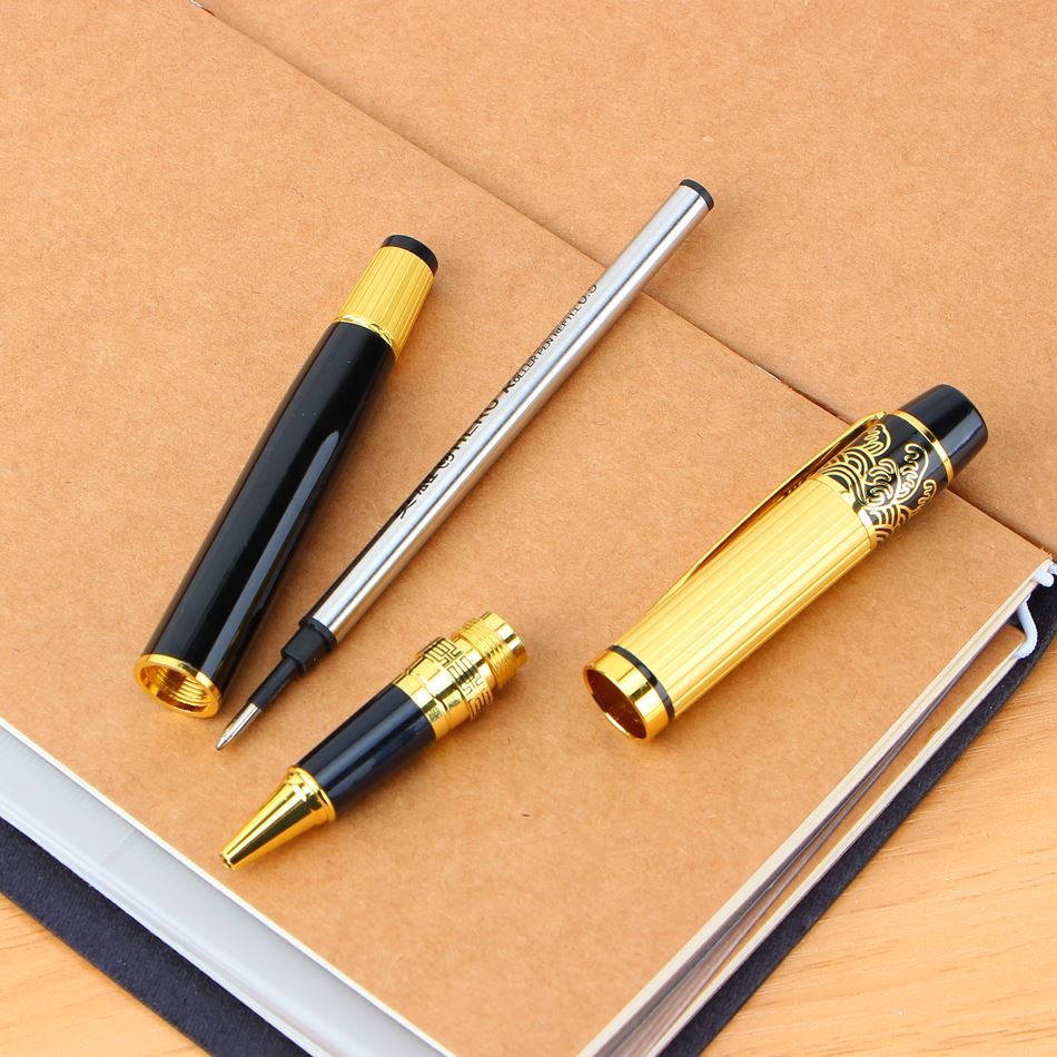 Metal Fountain Pen | Iridium Nib | Piston Ink System | Smooth Writing | Students & Gift | Black