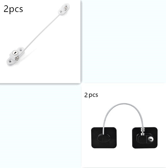 Child Safety Window & Cabinet Chain Lock | Flexible Cable | Adhesive Mount | Black & White | 1–8pcs