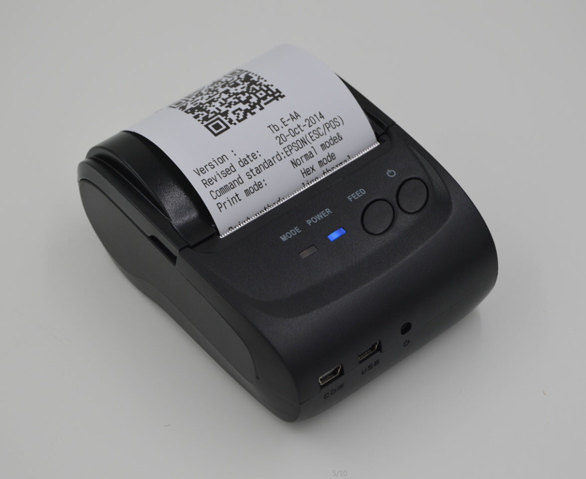 Mini Portable Bluetooth Thermal Receipt Printer | ESC/POS | 90mm/sec | 203dpi | 48mm | USB/Serial/BT | 7.4V Battery | Dark Grey | 104×75×45mm
