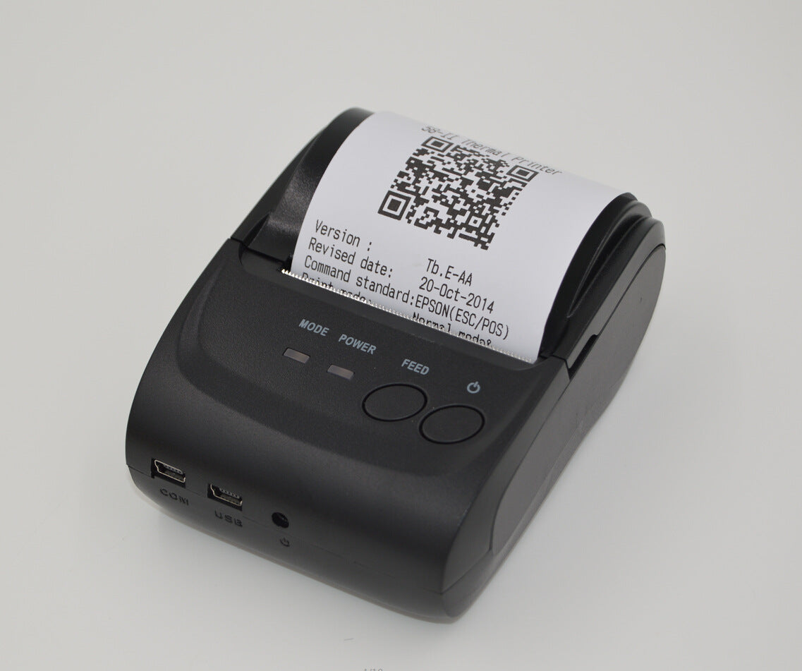 Mini Portable Bluetooth Thermal Receipt Printer | ESC/POS | 90mm/sec | 203dpi | 48mm | USB/Serial/BT | 7.4V Battery | Dark Grey | 104×75×45mm