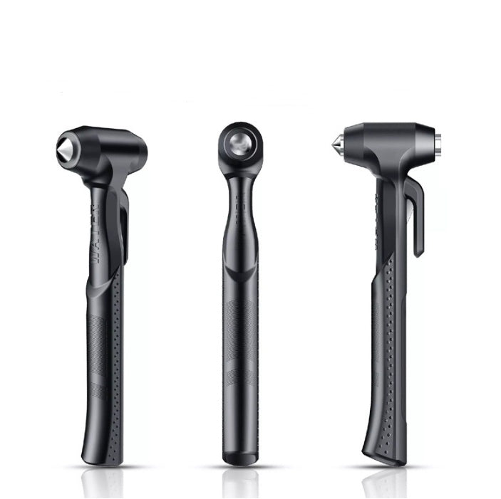 Car Emergency Safety Hammer | Window Breaker & Seatbelt Cutter | ABS + High Carbon Steel | Black & Red