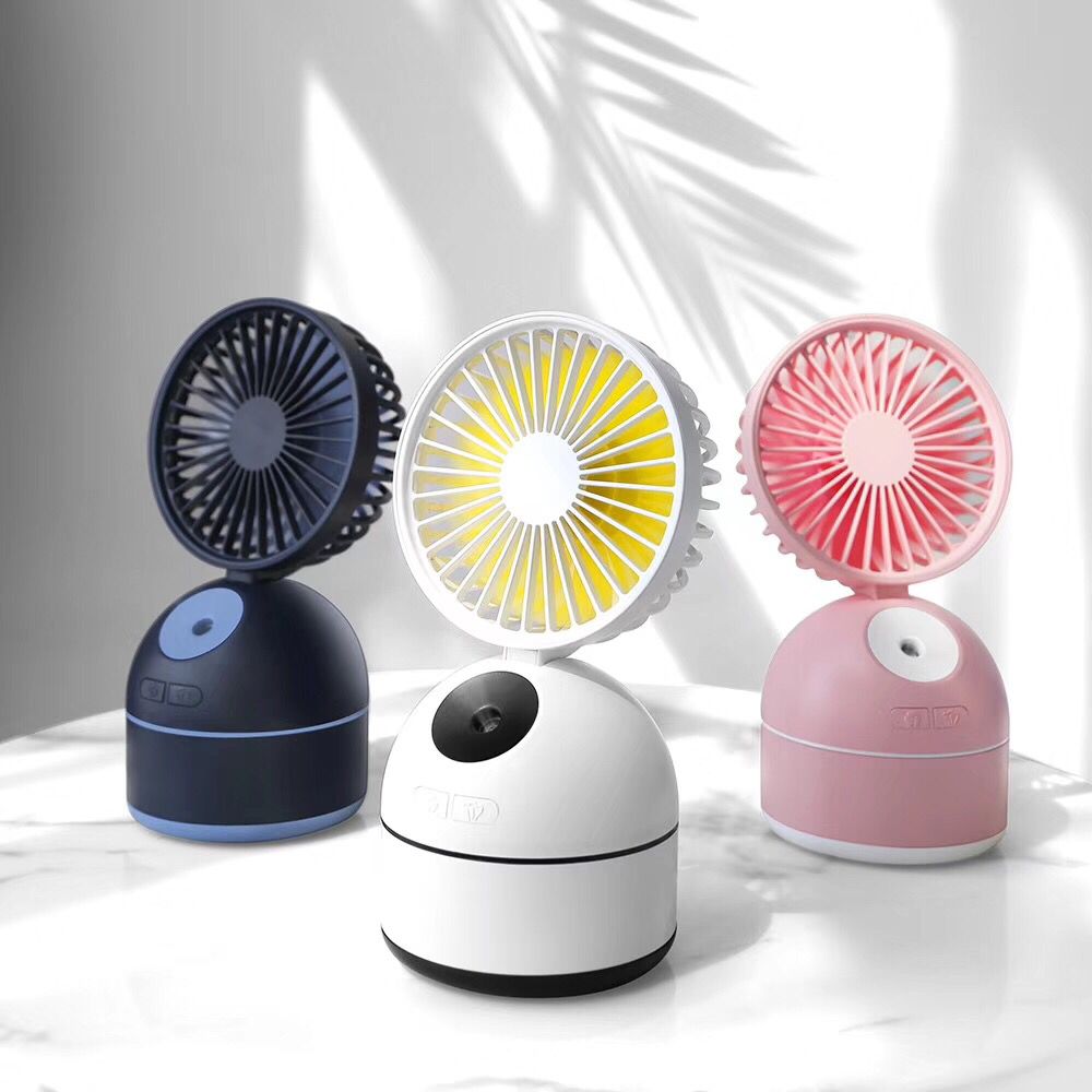 Fan Humidifier | USB Portable Misting Fan | Desktop Air Cooler & Humidifier | Navy Blue, Pink & White