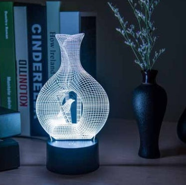 7-Colour Touch Control 3D Acrylic LED Night Light | Auto Colour-Changing | USB | 10,000hr | Acrylic + ABS | Bedroom, Bar & Cafe Decor