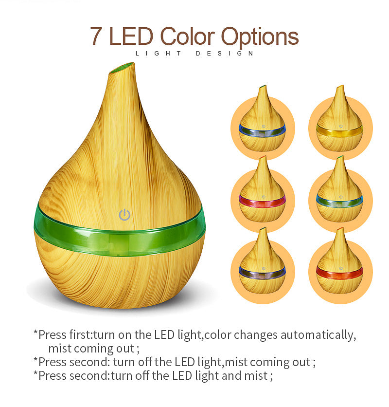 Ultrasonic LED Essential Oil Diffuser & Humidifier | Wood Grain | <1L | USB | ABS+PP | Single & Bundle Sets
