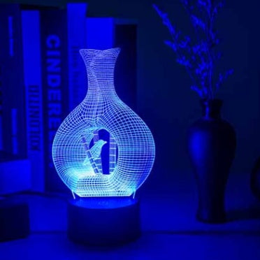 7-Colour Touch Control 3D Acrylic LED Night Light | Auto Colour-Changing | USB | 10,000hr | Acrylic + ABS | Bedroom, Bar & Cafe Decor