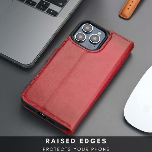Leather MagSafe Wallet Case for iPhone 16 Pro – Full-Grain with RFID Blocking
