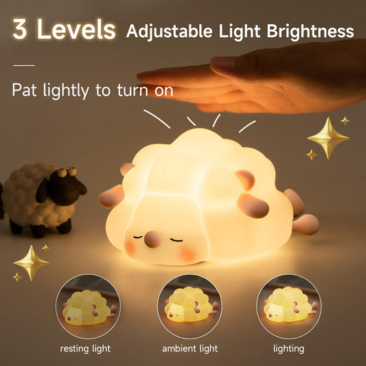 Silicone Animal Night Light | BPA-Free | 3 Brightness Levels | 30-Min Timer | 6hr Battery | Type-C | Kids Bedroom | Black, Pink, Panda & Rabbit