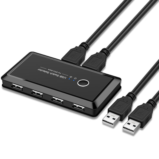 USB KVM Switch Sharer | 2 Computers Share 1 USB Device | USB 2.0 & 3.0 | 5Gbps | Windows, Mac, Linux