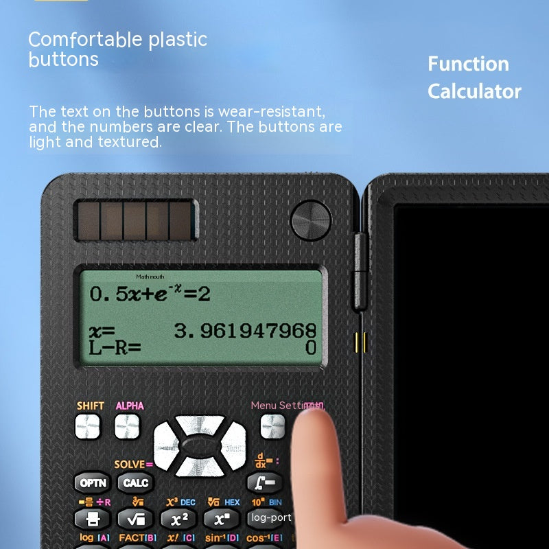 2-in-1 Foldable Scientific Calculator & LCD Writing Tablet | Reusable Notepad | Eye-Care Screen | MS349, ES417 & CNX498 | English & Chinese