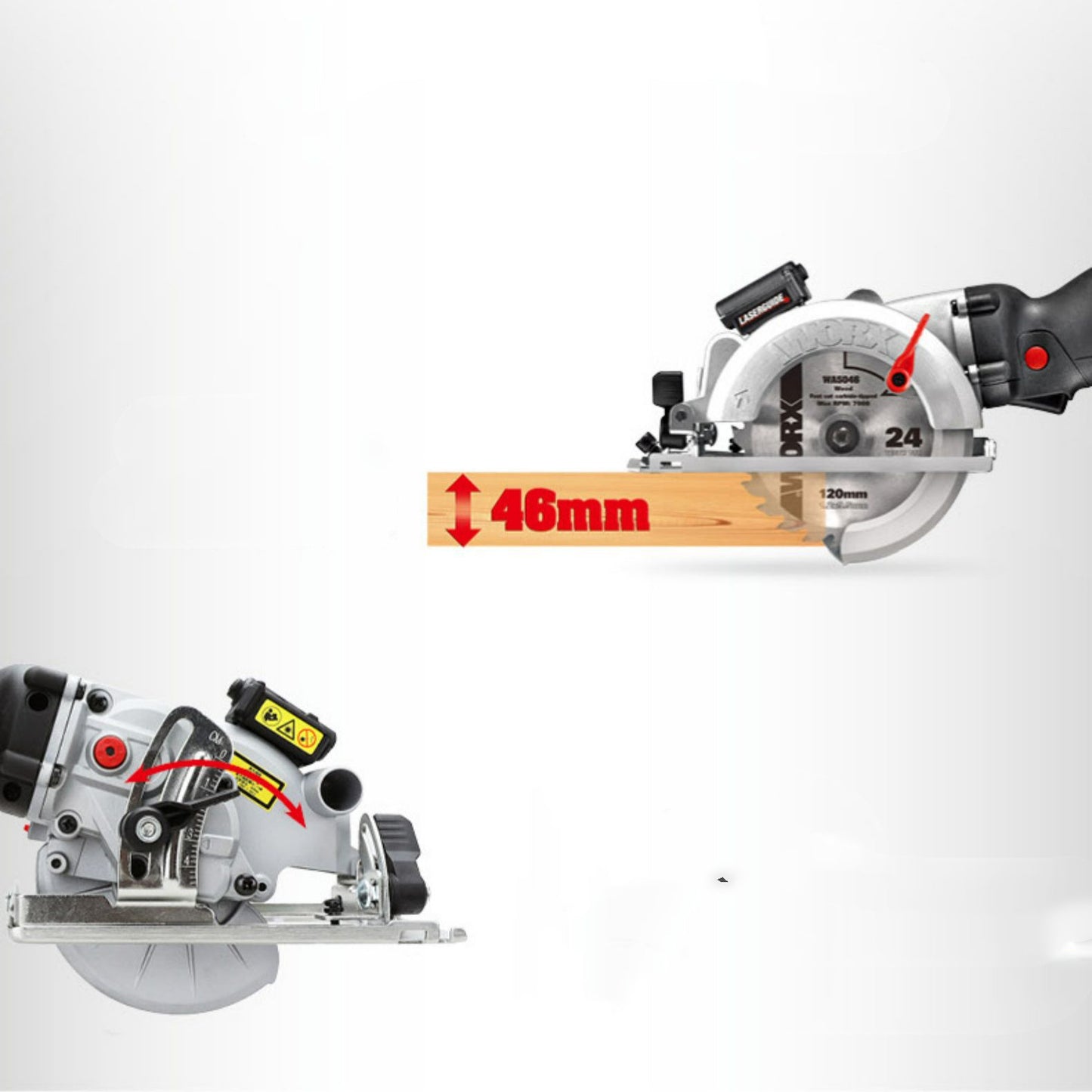 WX427 710W Electric Circular Saw | 0-45° Bevel, 46mm Cut Depth, TCT Blade, Woodworking Tool
