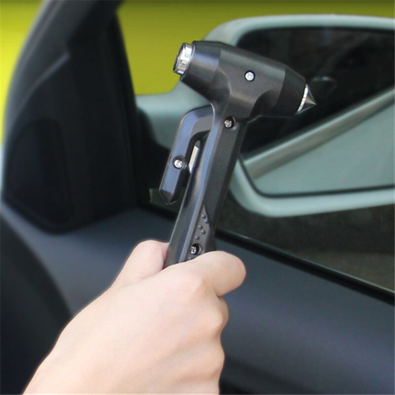 Car Emergency Safety Hammer | Window Breaker & Seatbelt Cutter | ABS + High Carbon Steel | Black & Red