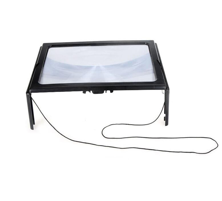 A4 Full-Page Desktop Magnifier with 4 LED Lights | Foldable, Hands-Free | Reading Aid for Elderly