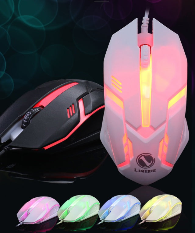 Wired Gaming Keyboard & Mouse Combo | 104-Key Backlit | LED Mouse | USB | Black & White
