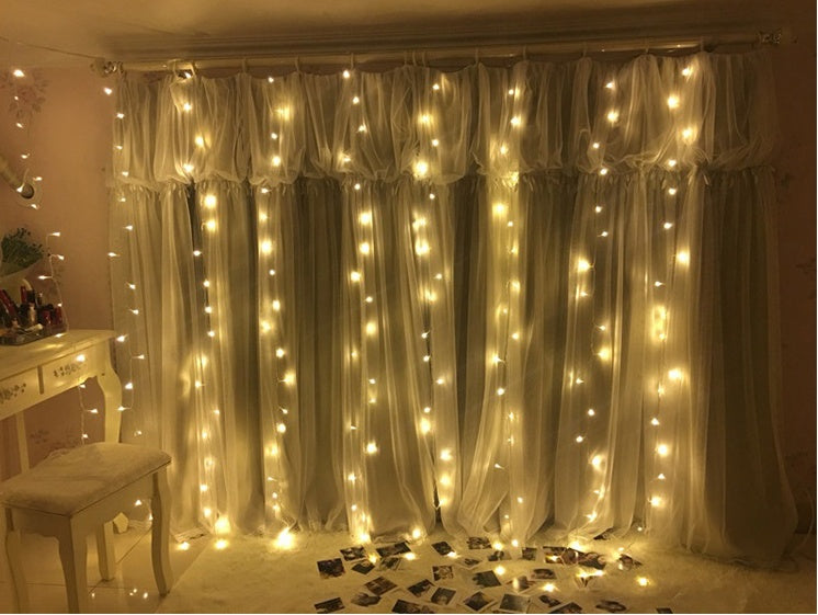 LED Curtain Fairy Lights | 3×3m | 304 LEDs | Remote Control | EU 220V & US 110V | Blue, Warm White, White & Colourful