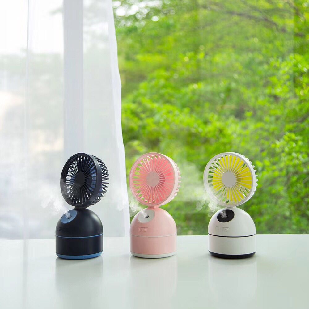 Fan Humidifier | USB Portable Misting Fan | Desktop Air Cooler & Humidifier | Navy Blue, Pink & White