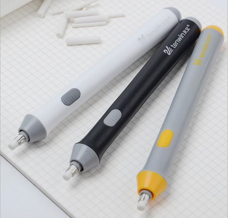 Electric Eraser Pen | Battery-Operated | Artists, Students & Office | Black & Gray | Replacement Cores Available
