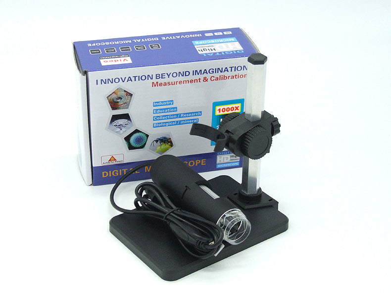 1000X USB Digital Microscope Camera | 8 LED | 5× Digital Zoom | 0–40mm Focus | 640×480 | 30fps | Driver-Free | USB 2.0 | Black