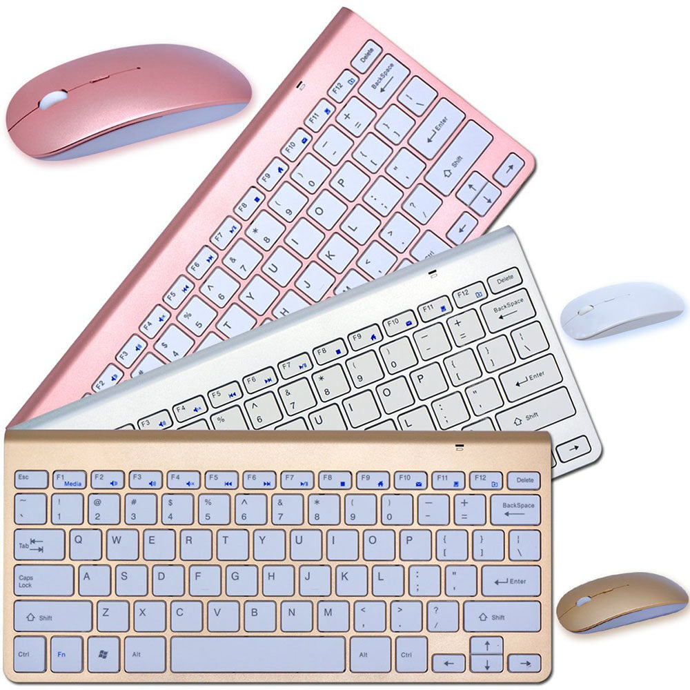 Wireless Keyboard & Mouse Combo | 2.4GHz | 78 Keys | Scissor Switches | Shared USB Receiver | 10m | Multimedia Hotkeys | Gold, Silver & Rose Gold