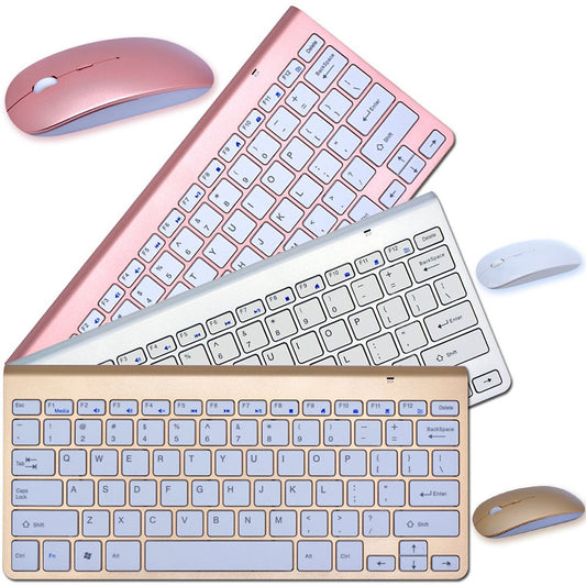 Wireless Keyboard & Mouse Combo | 2.4GHz | 78 Keys | Scissor Switches | Shared USB Receiver | 10m | Multimedia Hotkeys | Gold, Silver & Rose Gold