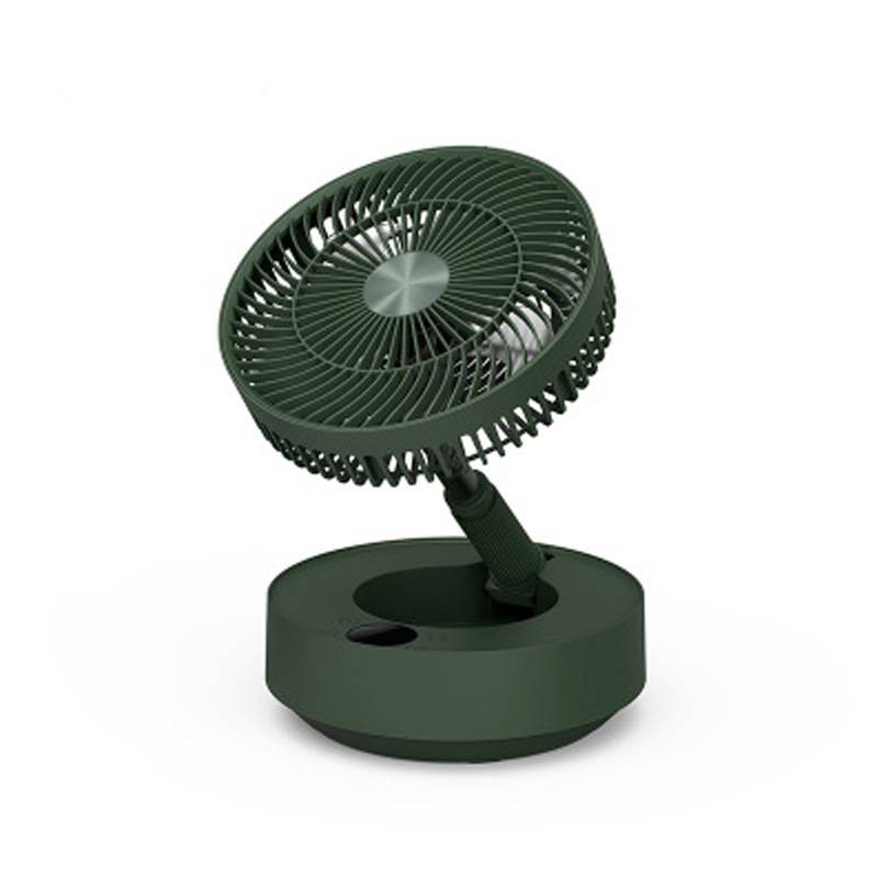 Model 908 Telescopic Foldable Rechargeable Floor & Desktop Fan | 5-Speed, Magnetic Remote, Optional Humidifier, Green & White
