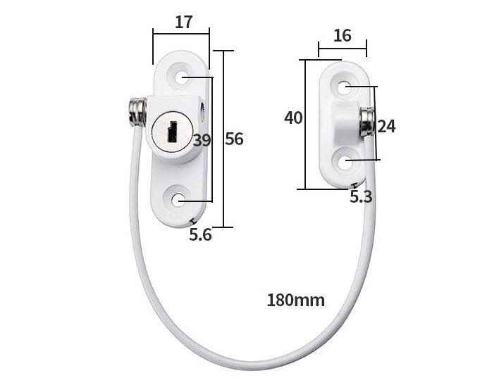 Child Safety Window & Cabinet Chain Lock | Flexible Cable | Adhesive Mount | Black & White | 1–8pcs