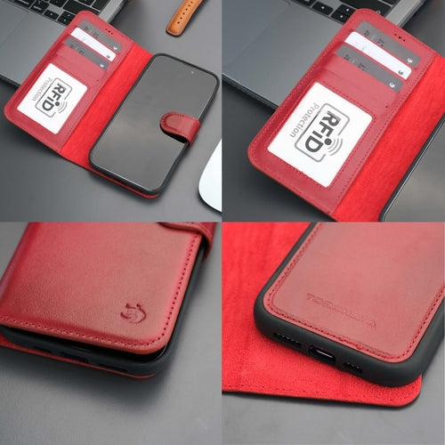 Leather MagSafe Wallet Case for iPhone 16 Pro – Full-Grain with RFID Blocking
