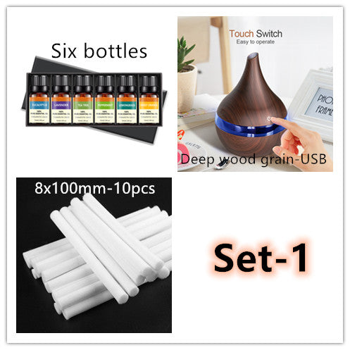 Ultrasonic LED Essential Oil Diffuser & Humidifier | Wood Grain | <1L | USB | ABS+PP | Single & Bundle Sets