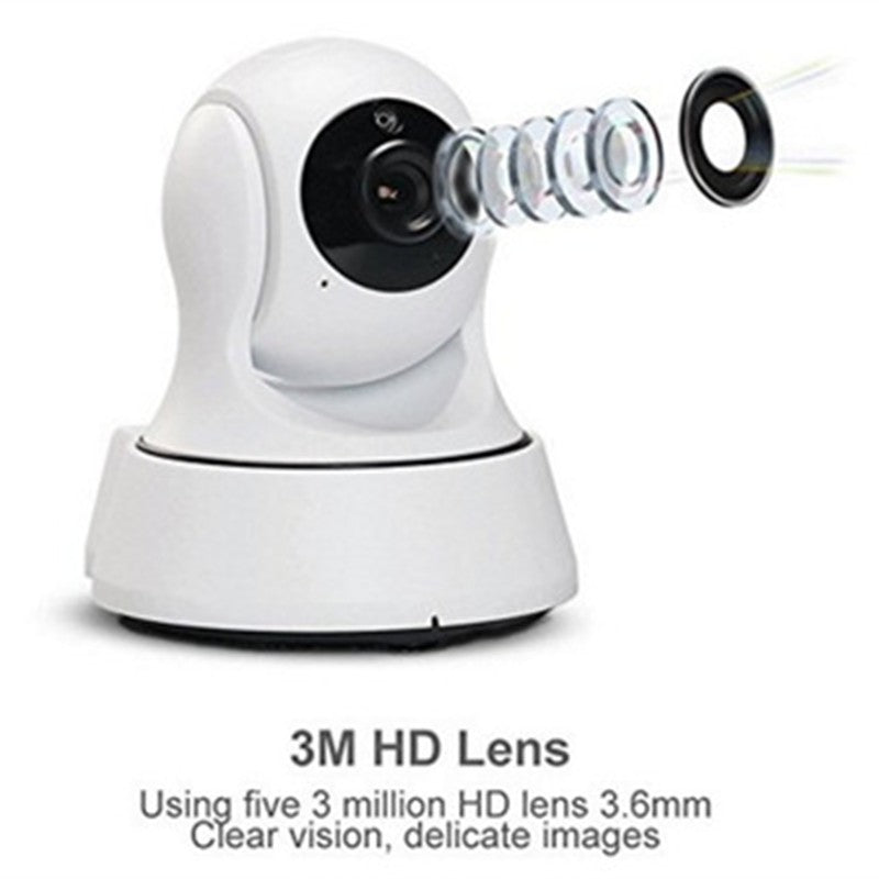 720P Pan-Tilt WiFi IP Security Camera | 355° Rotation | Night Vision | Two-Way Audio | SD Card | White