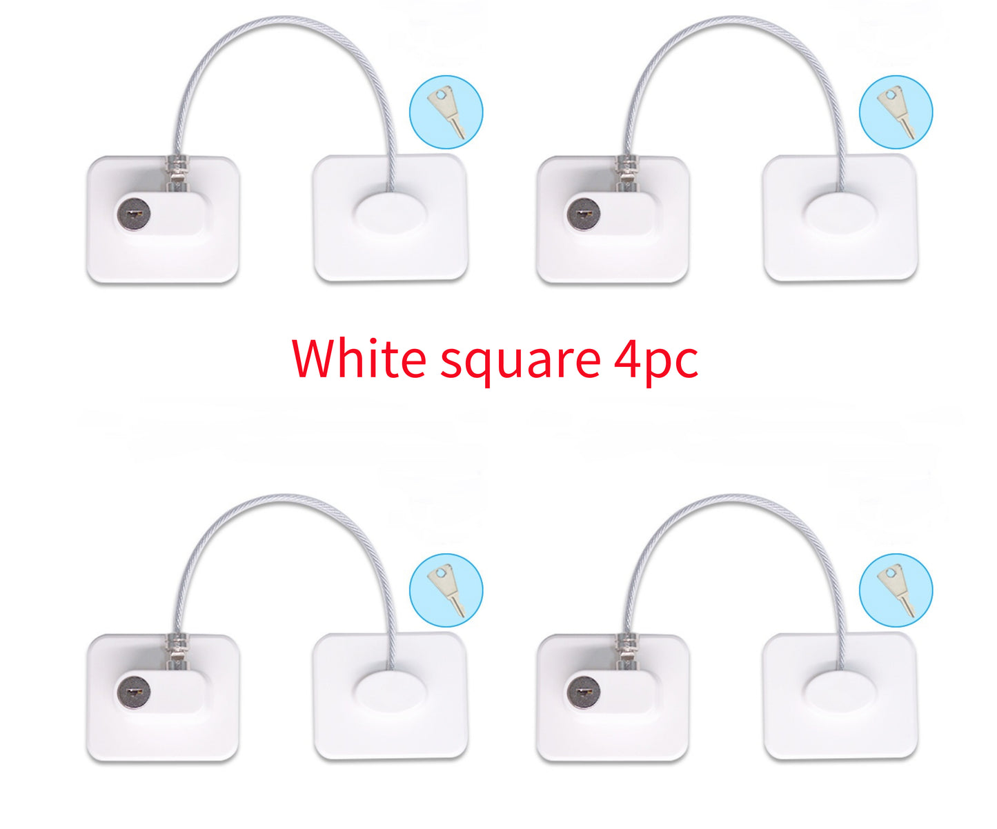 Child Safety Window & Cabinet Chain Lock | Flexible Cable | Adhesive Mount | Black & White | 1–8pcs