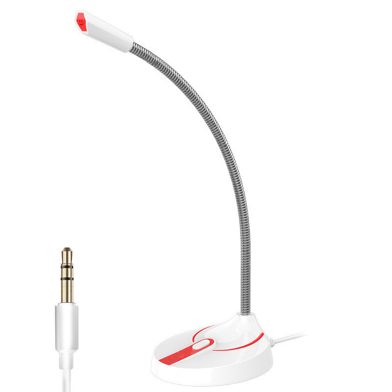 Wired Desktop Condenser Microphone | 6mm Capsule, 2.5m Cable, Push Switch | 3.5mm & USB | White & Black