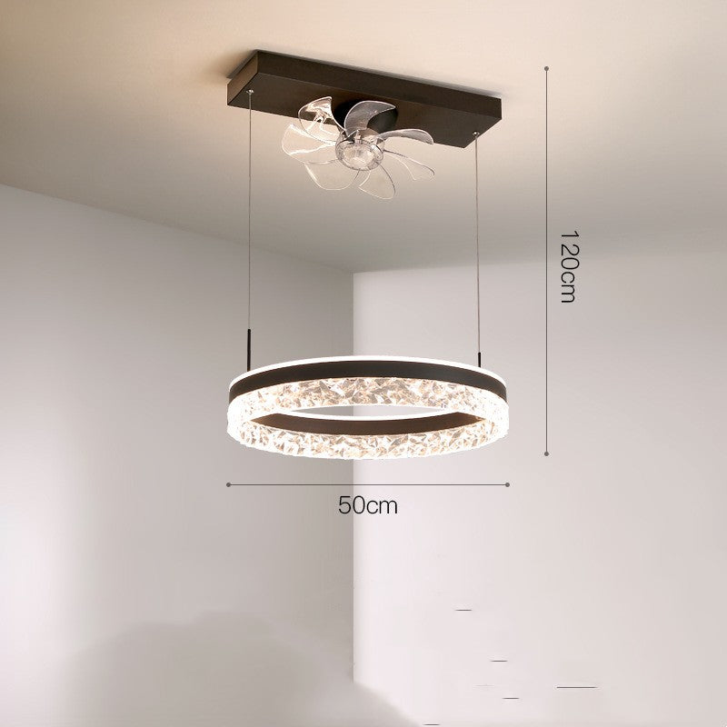 Scandinavian Light Luxury Invisible Blade Ceiling Fan with Light | Ø50cm, ABS & Acrylic, Black, Gold & White, 220V