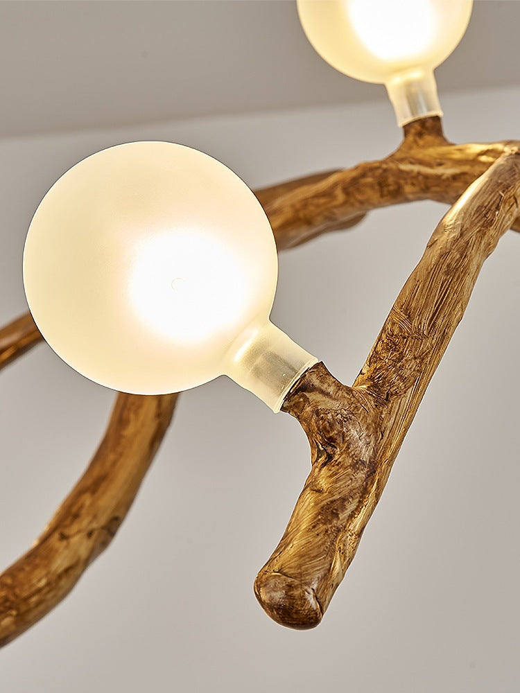 Japanese Wabi-Sabi Resin Branch & Fish LED Chandelier | 10 Heads, Warm Light, 1.5m, 111-240V, 15-30㎡