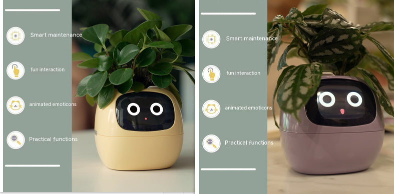 Smart AI Electronic Plant Pot – 7 Sensors, 49+ Expressions & Intelligent Water Monitor