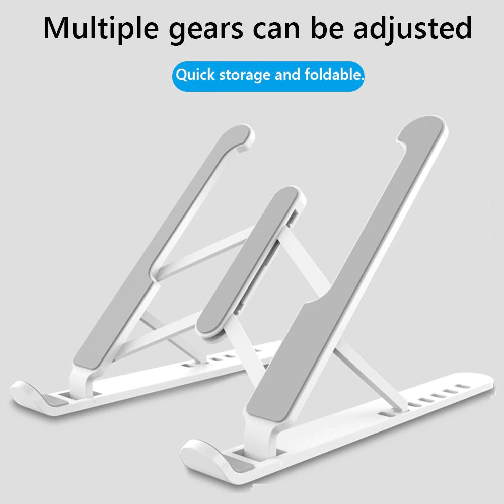 Foldable Laptop Stand | 6-Height Adjustment | Hollow Cooling | ABS | 11–17" | Black & White