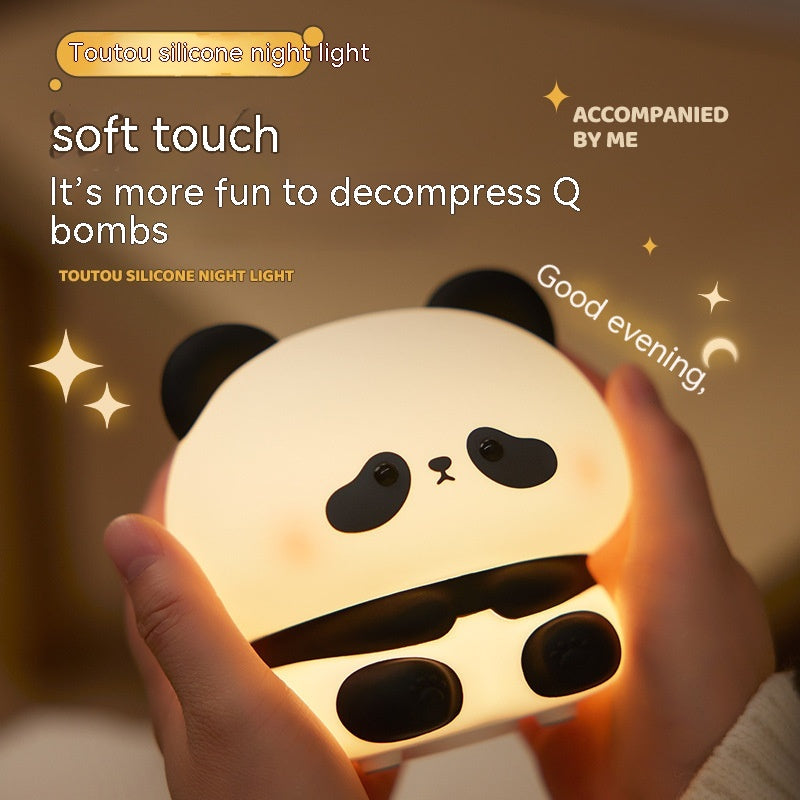 Panda Silicone LED Rechargeable Touch Night Light | 2W | 1200mAh | 6hr Battery | 3-Speed Brightness | USB Charging | 109×99.5×105mm | Colour-Changing | Bedroom, Kids & Gift