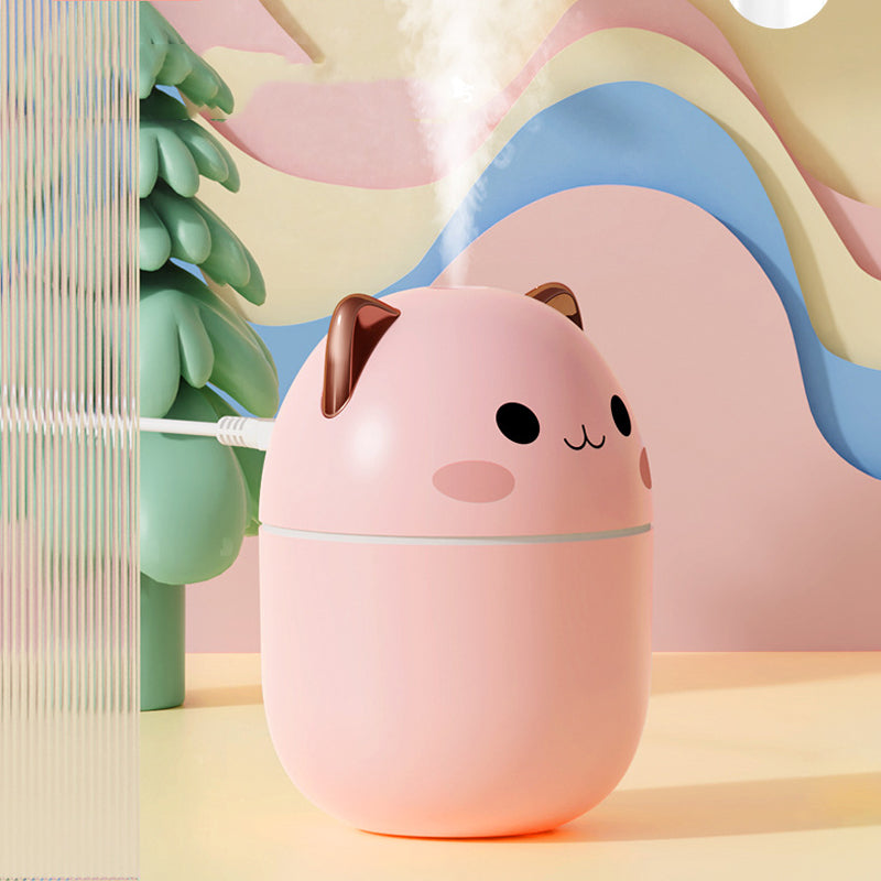 Cute Cat Mini USB Humidifier & Aroma Diffuser | Ultra-Silent | Cool Mist | LED | Electroplated ABS | Green, Pink & White