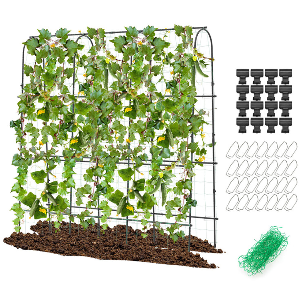71" U-Shaped Garden Arched Trellis | PE-Coated Metal, Adjustable Width, Climbing Plants, Black
