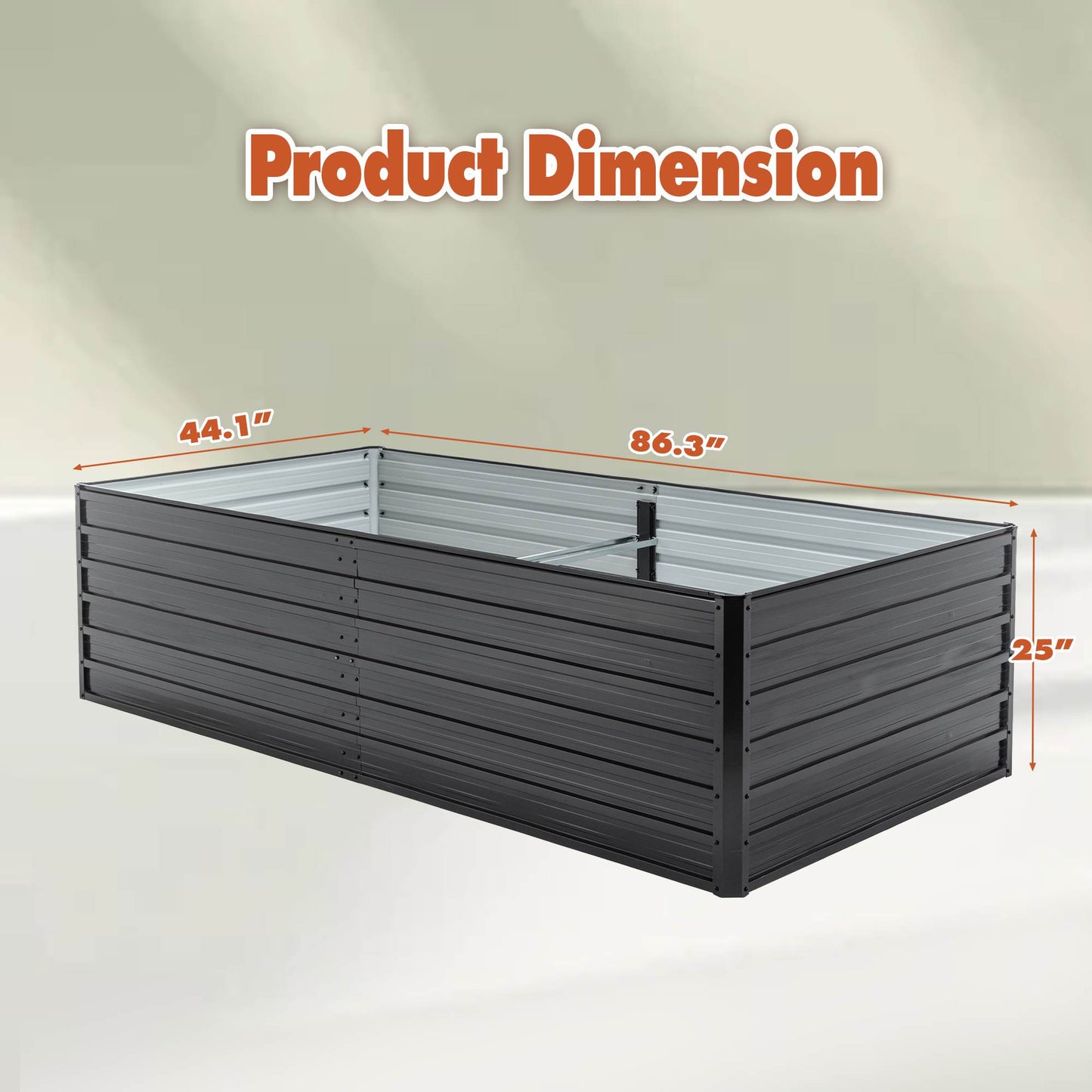 8×4×1 FT Galvanized Raised Garden Bed Kit | Bottomless, Corner Pads, Polished Edges, Vegetables & Herbs, Black