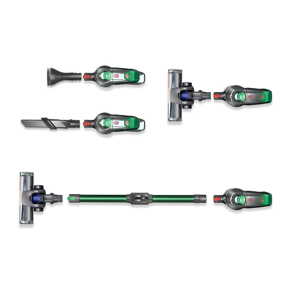 Cordless Handheld Vacuum Cleaner | 150W Dual Motor | 9KPa | HEPA | Mite Removal | Pet Hair | Foldable | Green