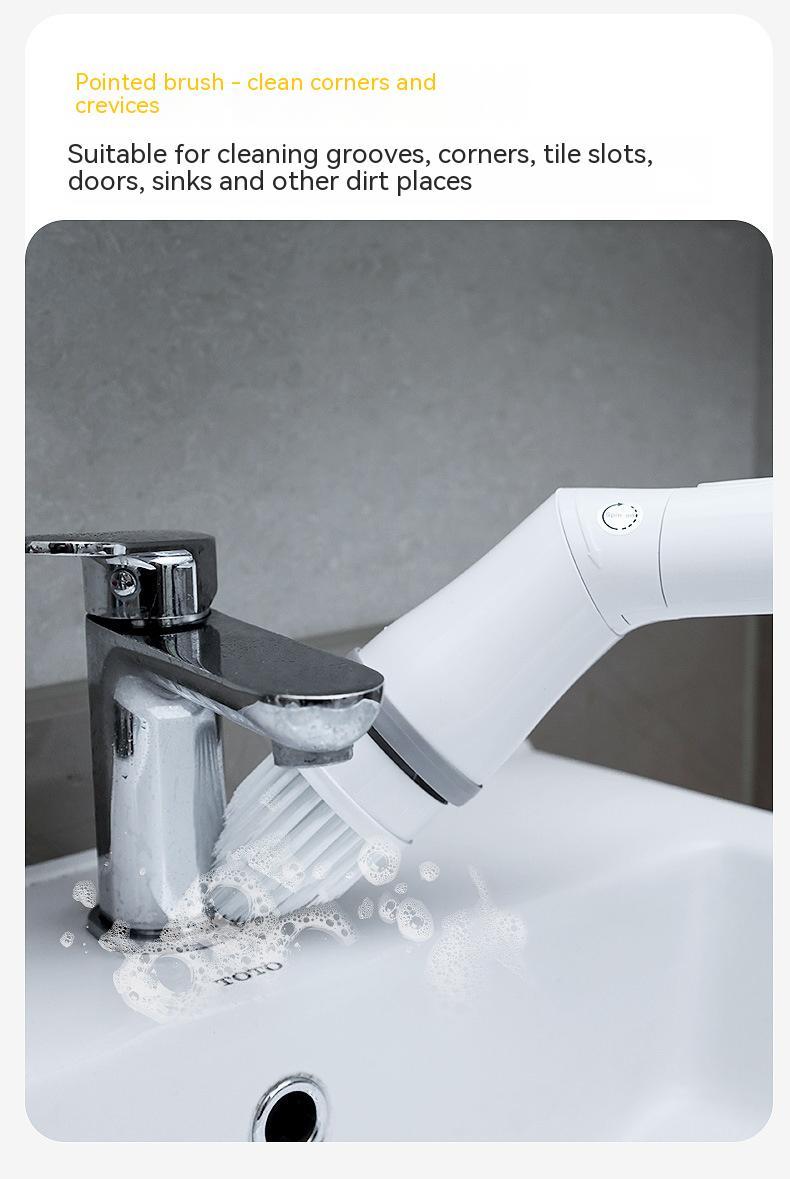 Multifunctional Electric Cleaning Brush | Type-C Rechargeable | Telescopic Long Handle | Elbow Design | Wall, Tile & Bathroom Scrubber | White