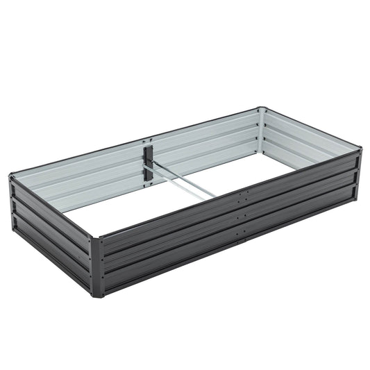 8×4×1 FT Galvanized Raised Garden Bed Kit | Bottomless, Corner Pads, Polished Edges, Vegetables & Herbs, Black