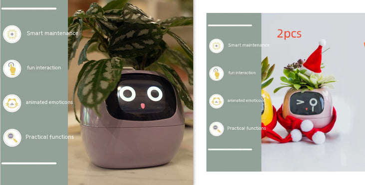 Smart AI Electronic Plant Pot – 7 Sensors, 49+ Expressions & Intelligent Water Monitor
