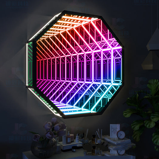 Modern Octagon Abyss Mirror LED Wall Lamp | Bluetooth, 5 Styles, 30/50/70cm, 50,000h, AU/EU/UK/US