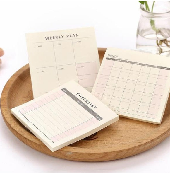 Mini Desk Planner Notepad | 9.5×9.5cm | 60 Sheets | Monthly, Weekly & Work Planner | Paper