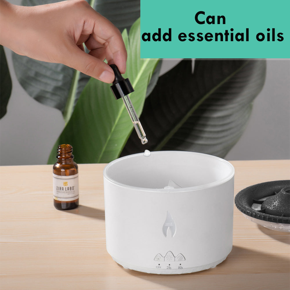 350ml Ultrasonic Flame & Jellyfish Smoke Ring Aromatherapy Humidifier Diffuser | 10W, 2/8hr Timer, AU/EU/UK/US Plug