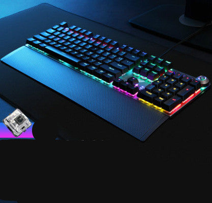 F2088 Full-Size Mechanical Keyboard with Wrist Rest | 108 Keys, USB Wired | Windows & Mac | Black & Cyan Blue